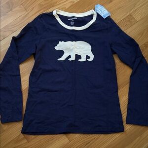 Blue Long Sleeve Tee with Bear Design